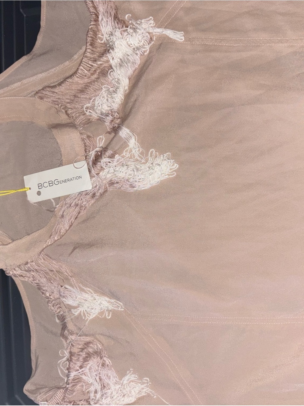 BCBG Blush Pink Lace-Trim Slip Chemise